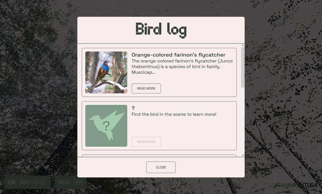 The bird log will store all seen birds within the scenes